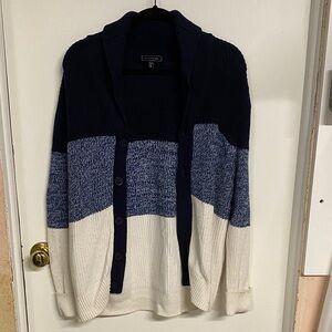 Express Men's Cardigan in Navy, Blue, and White